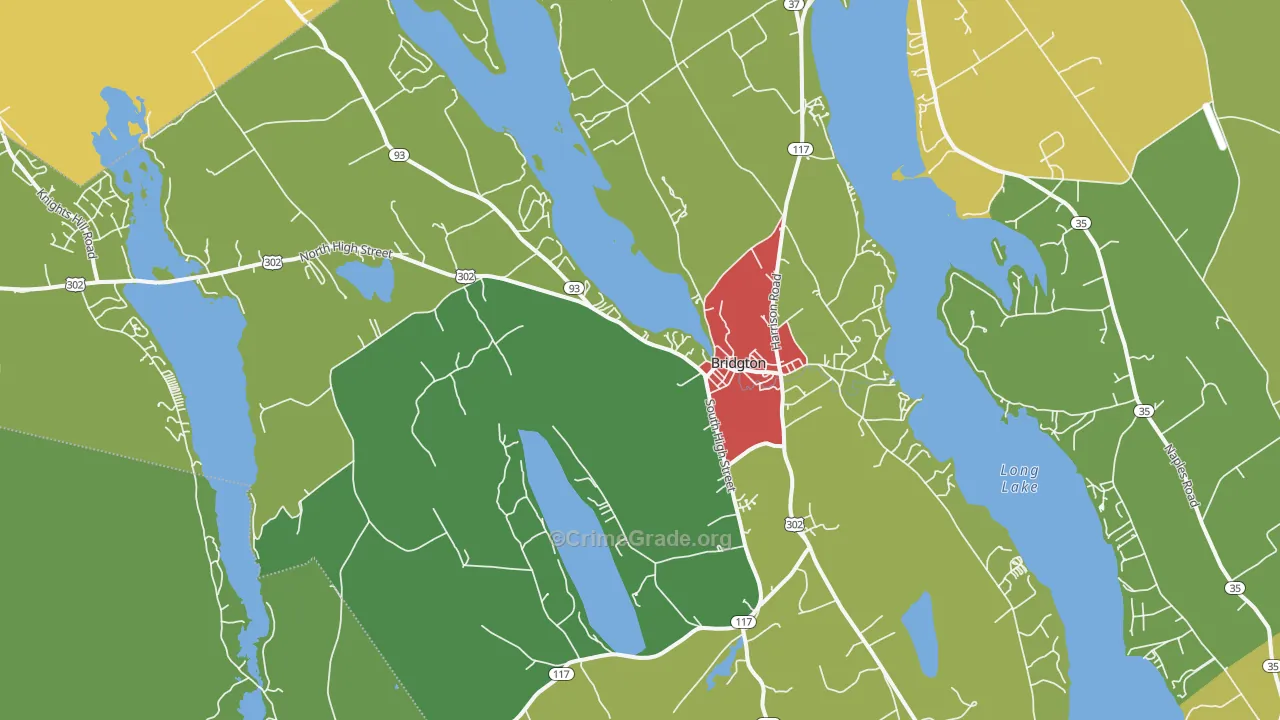 Bridgton, ME Map of Vandalism Rates