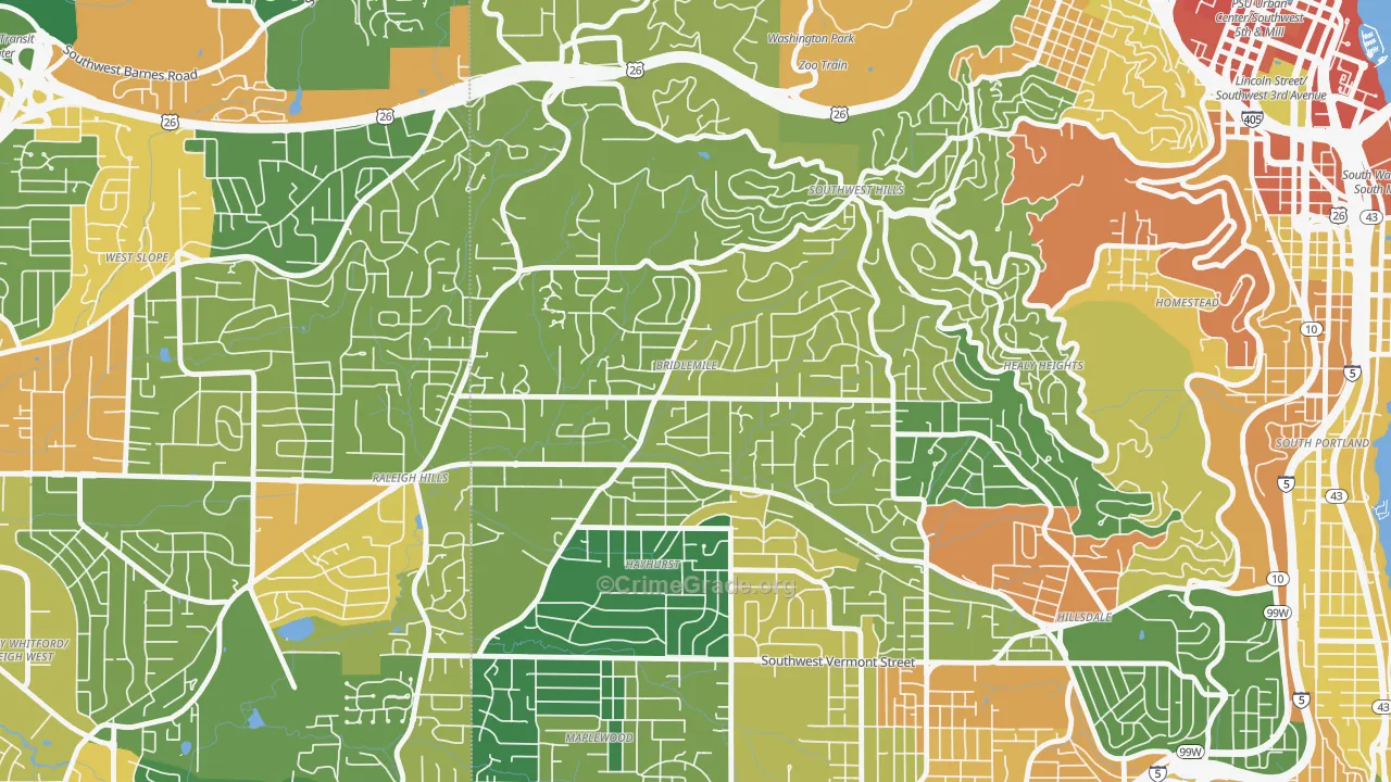 Bridlemile, Portland, OR Map of Vandalism Rates