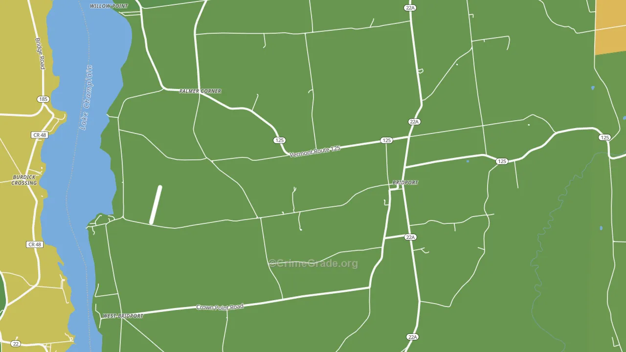 Bridport, VT Map of Vandalism Rates
