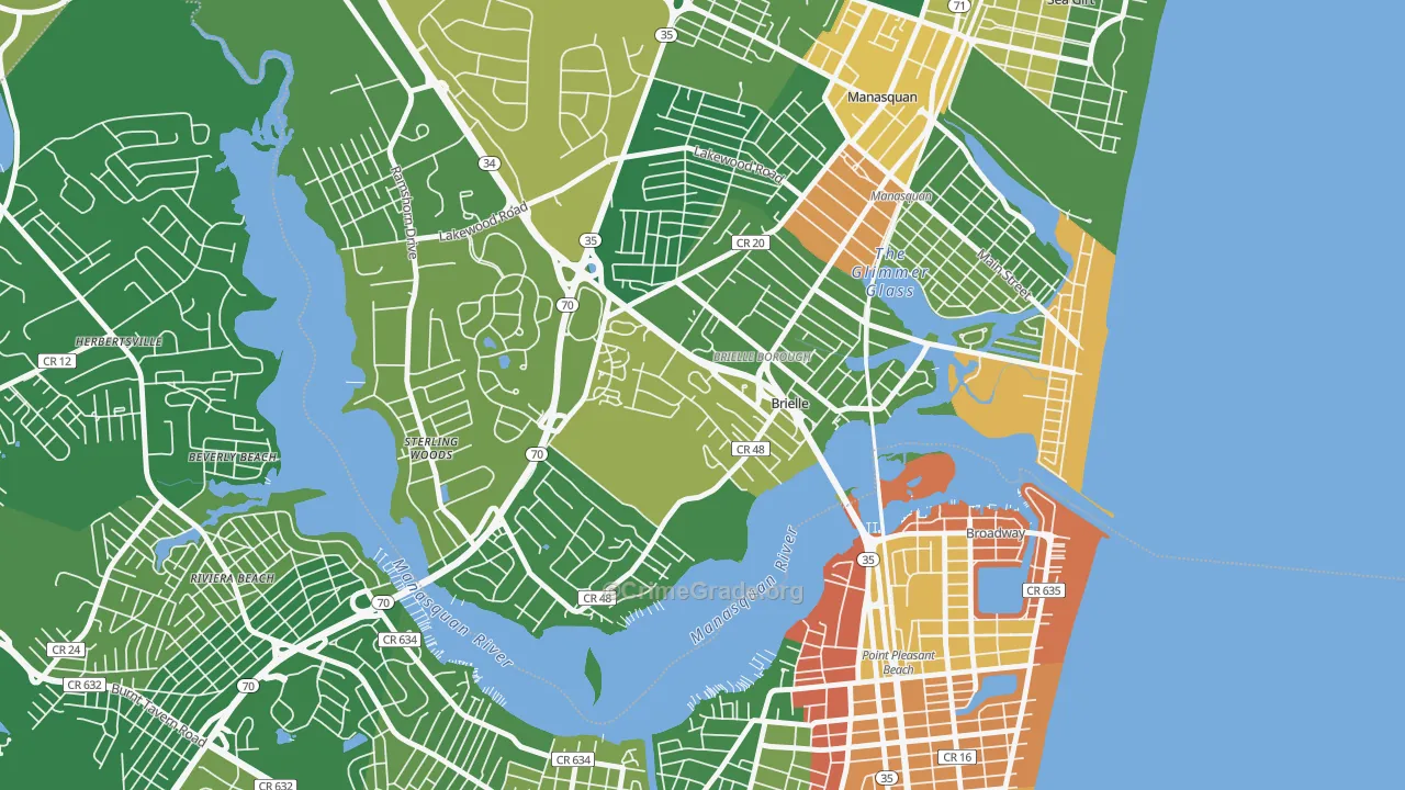 Brielle, NJ Map of Vandalism Rates
