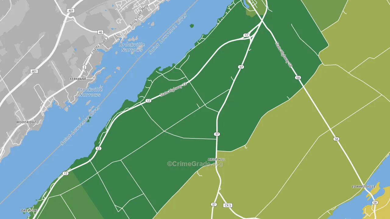Brier Hill, NY Map of Vandalism Rates