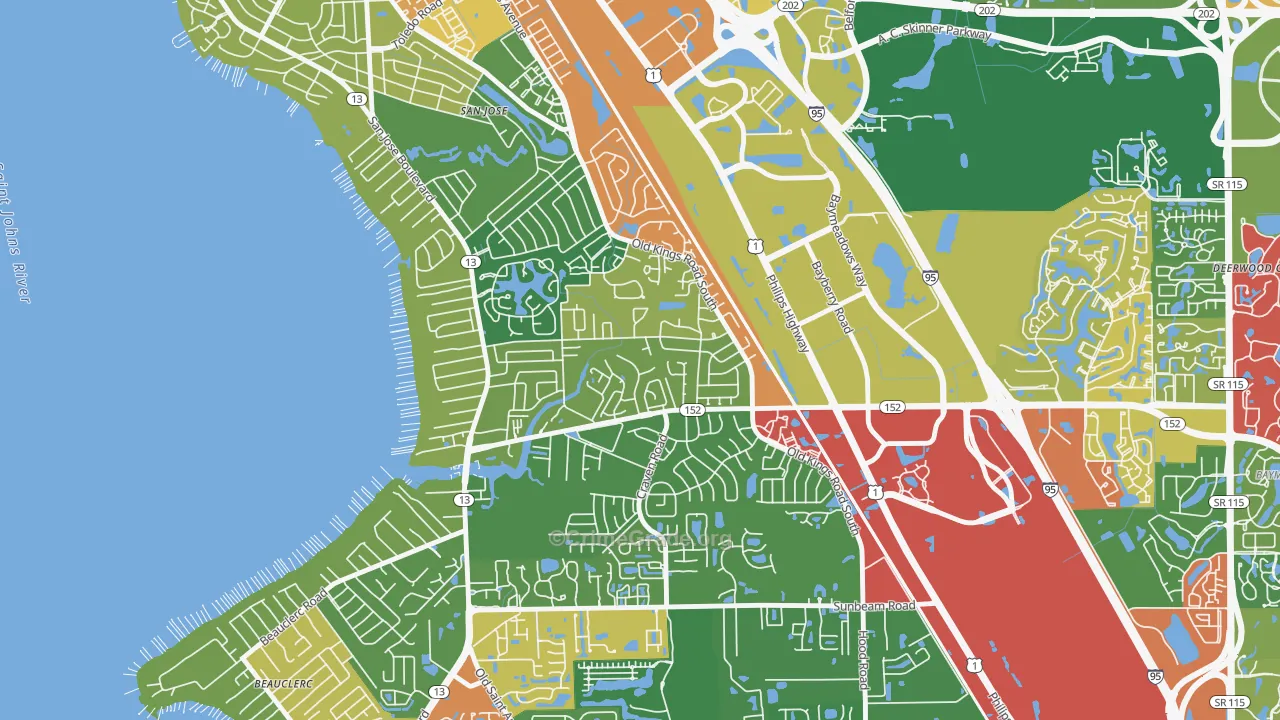 Brierwood, Jacksonville, FL Map of Vandalism Rates