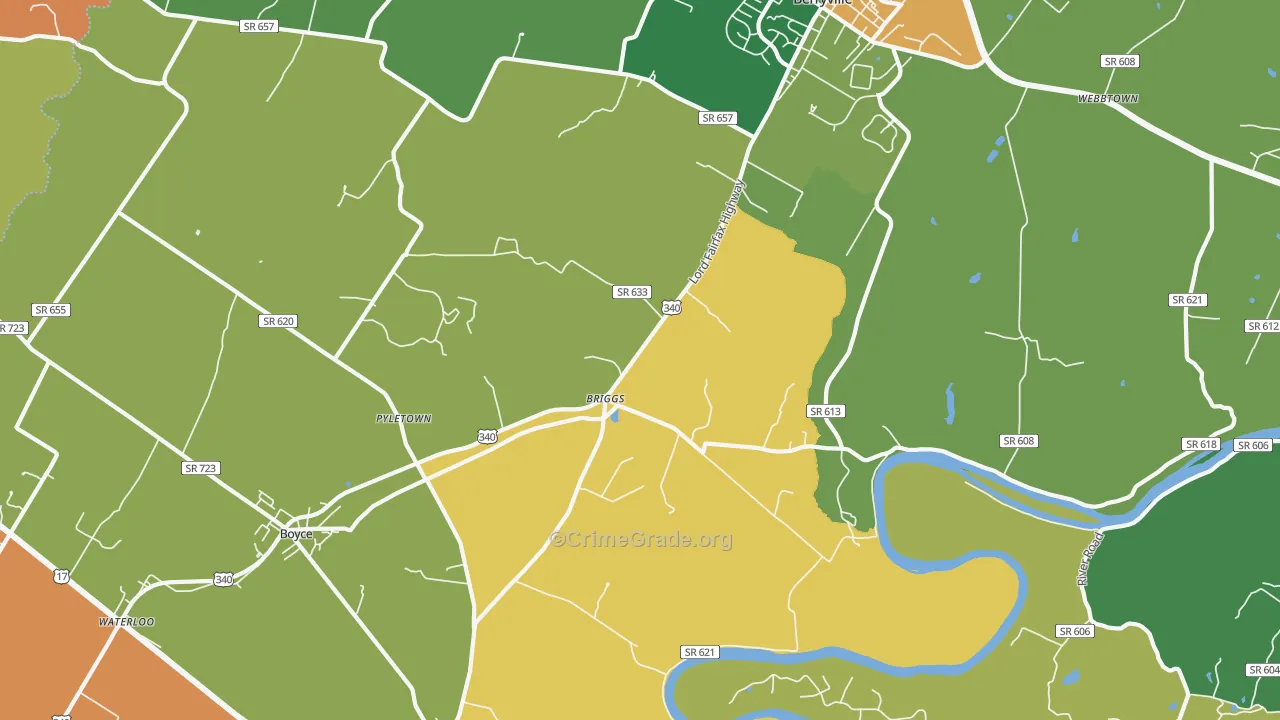 Briggs, VA Map of Vandalism Rates