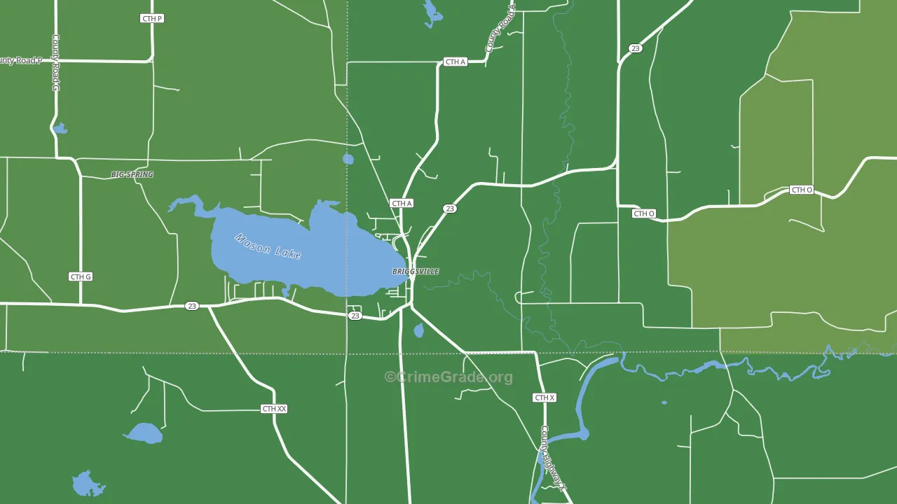Briggsville, WI Map of Vandalism Rates