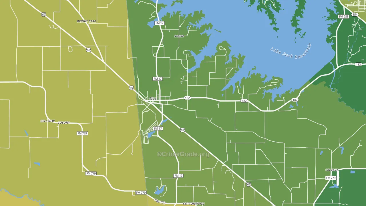 Bright Star, TX Map of Vandalism Rates