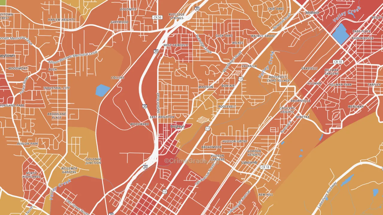 Brighton, AL Map of Vandalism Rates