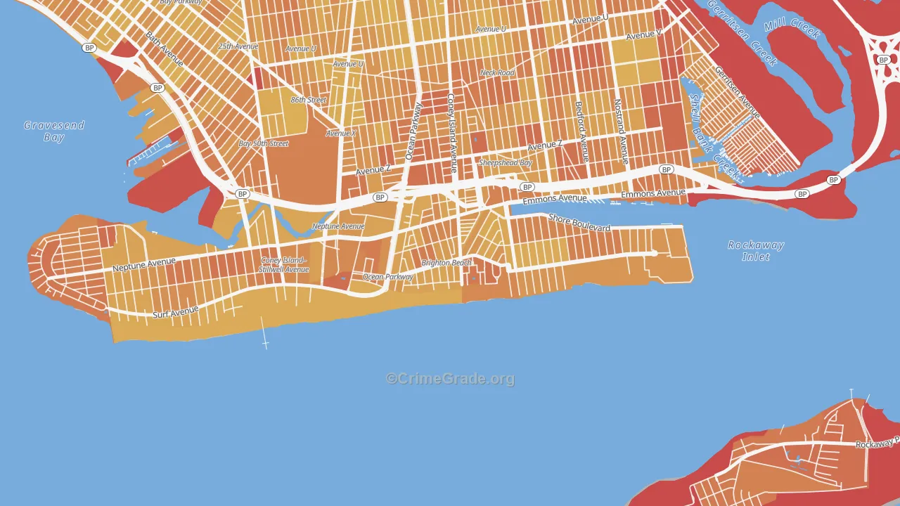 Brighton Beach, Brooklyn, NY Map of Vandalism Rates