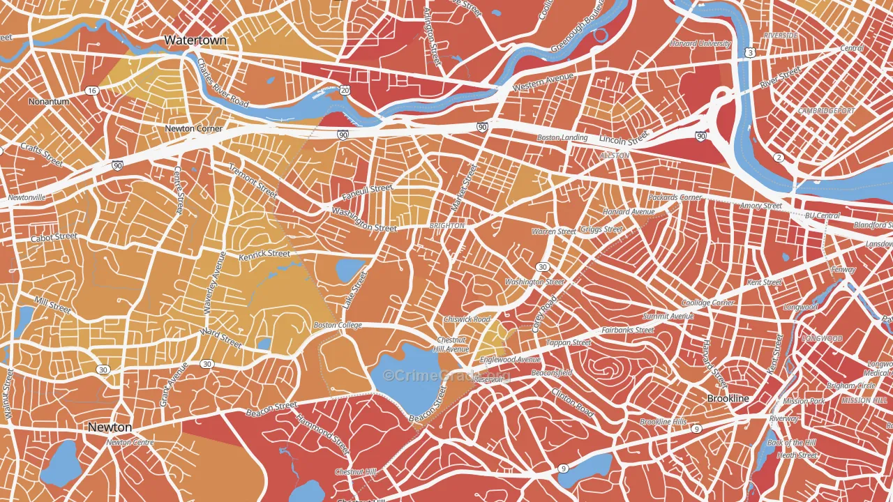 Brighton, MA Map of Vandalism Rates