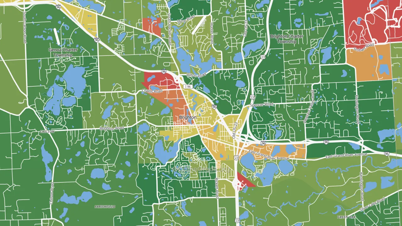 Brighton, MI Map of Vandalism Rates
