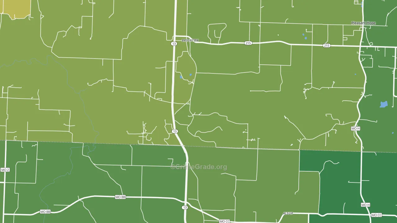 Brighton, MO Map of Vandalism Rates
