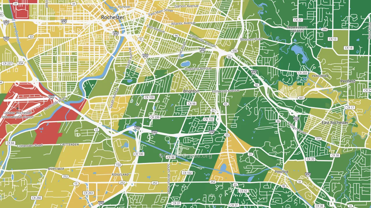 Brighton, NY Map of Vandalism Rates