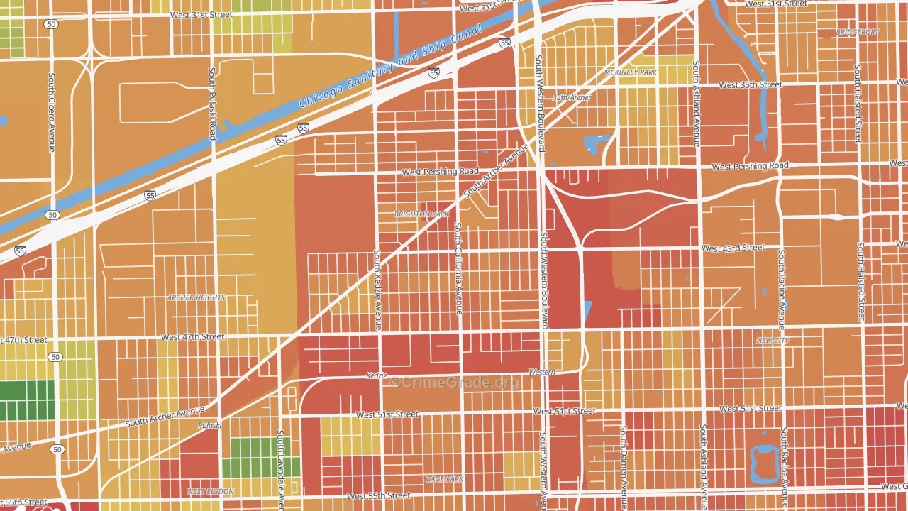 Brighton Park, Chicago, IL Map of Vandalism Rates