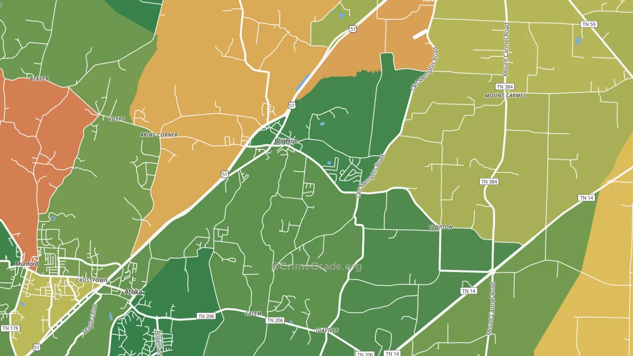Brighton, TN Map of Vandalism Rates