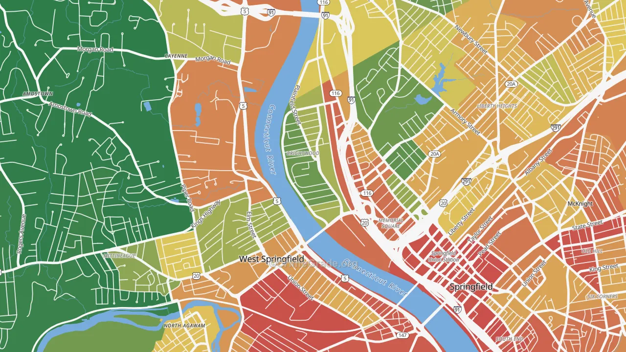 Brightwood, Springfield, MA Map of Vandalism Rates