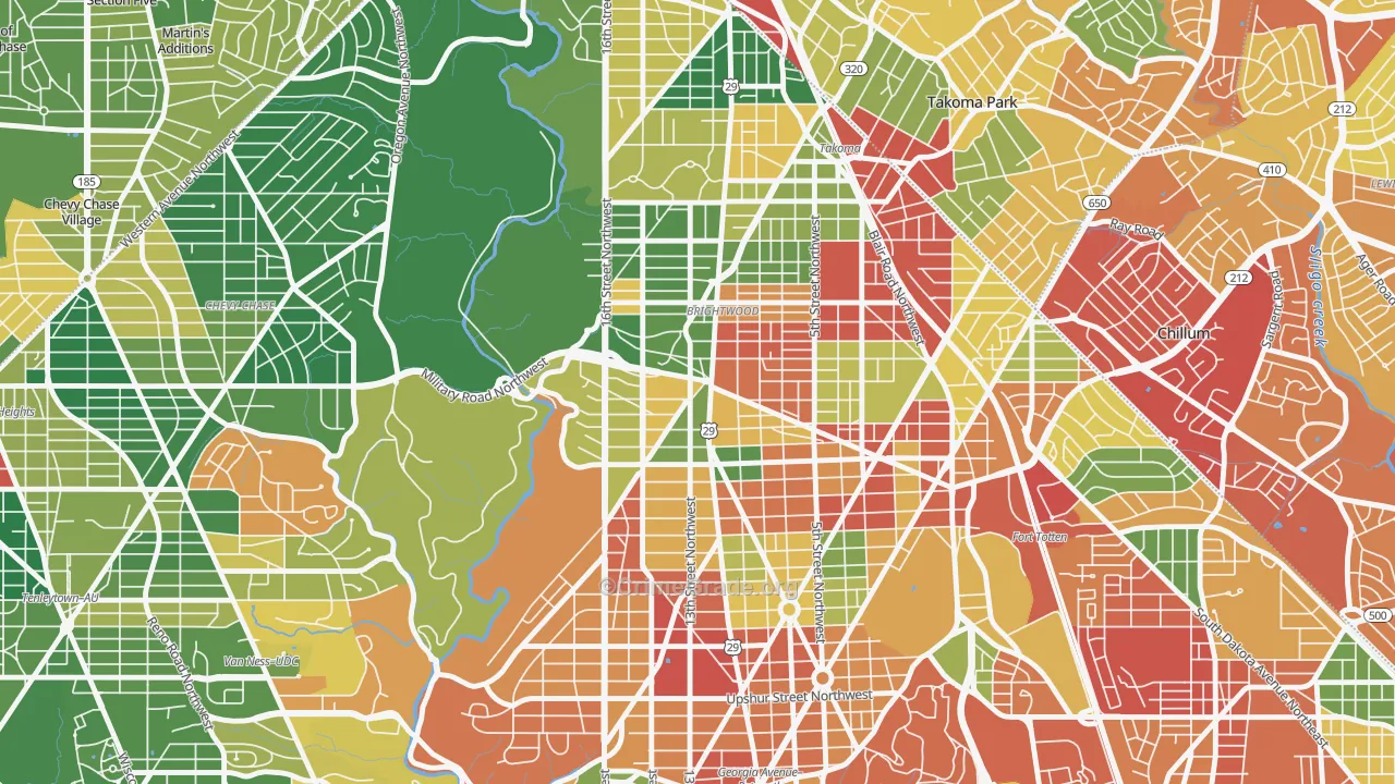 Brightwood, Washington, DC Map of Vandalism Rates