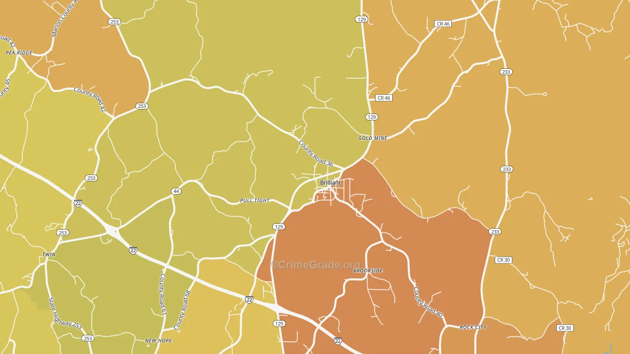 Brilliant, AL Map of Vandalism Rates