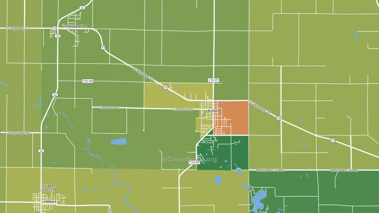 Brillion, WI Map of Vandalism Rates