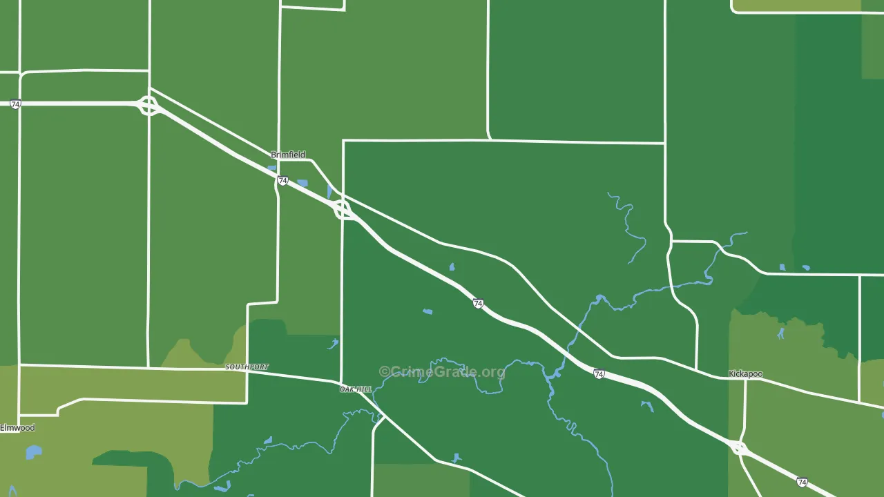 Brimfield, IL Map of Vandalism Rates