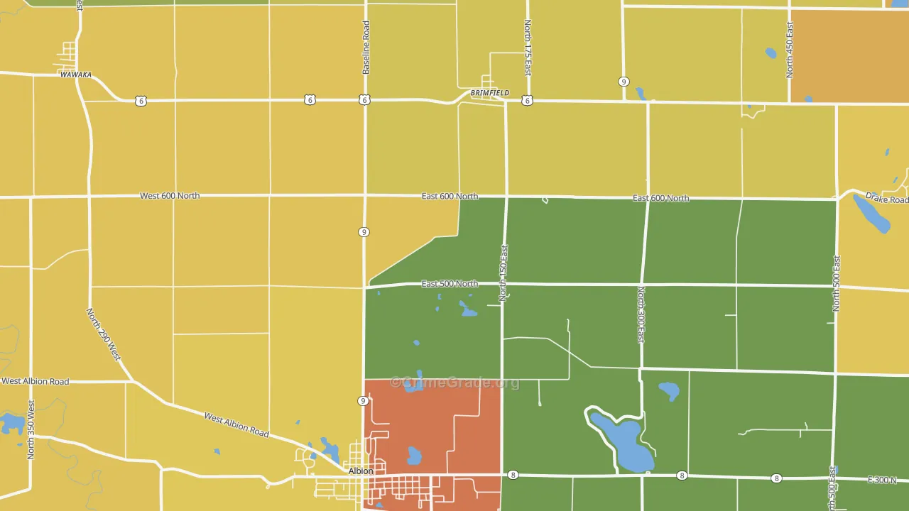 Brimfield, IN Map of Vandalism Rates
