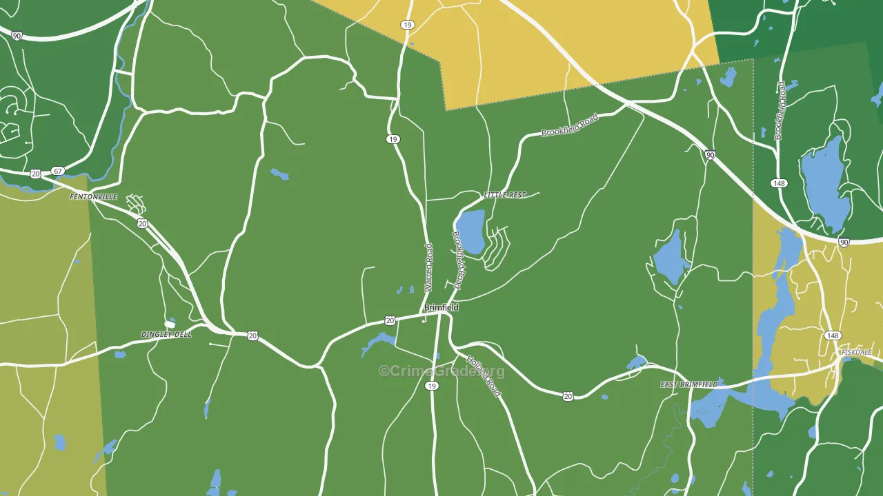 Brimfield, MA Map of Vandalism Rates