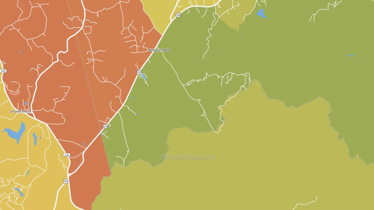 Brindle Town, NC Map of Vandalism Rates