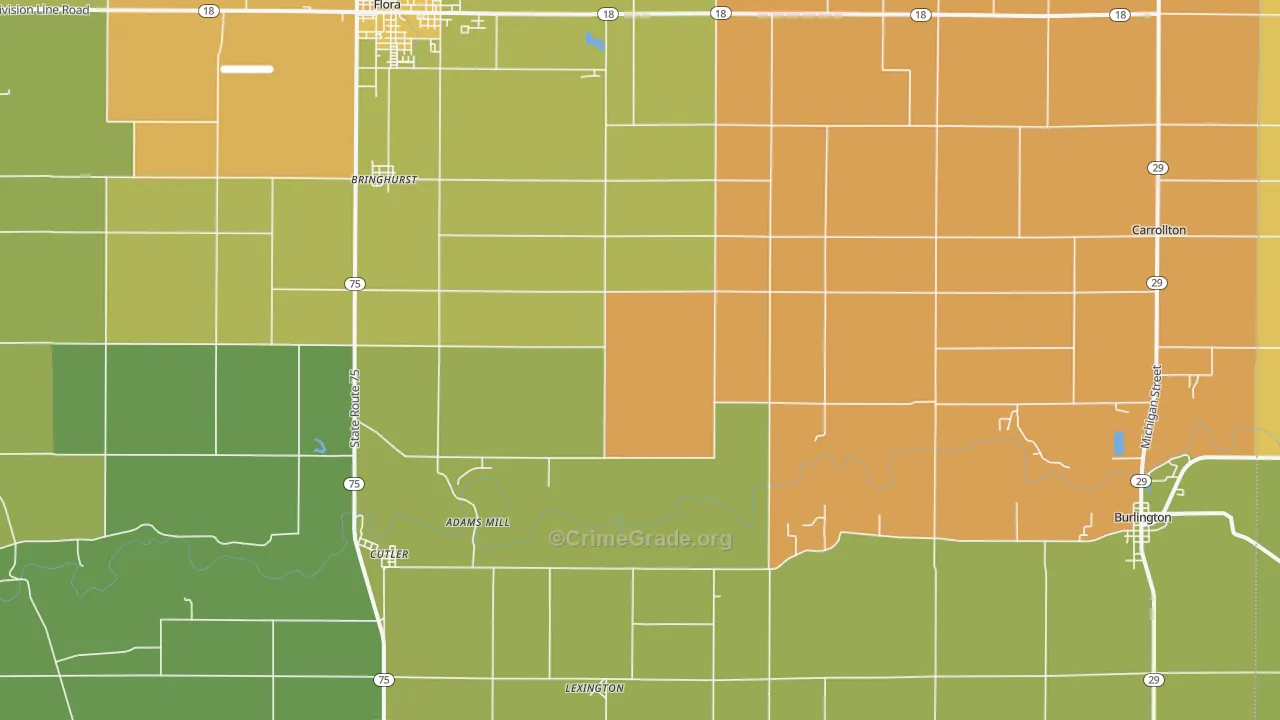 Bringhurst, IN Map of Vandalism Rates