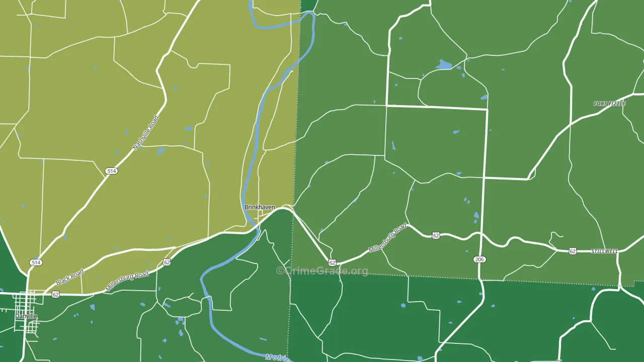Brinkhaven, OH Map of Vandalism Rates