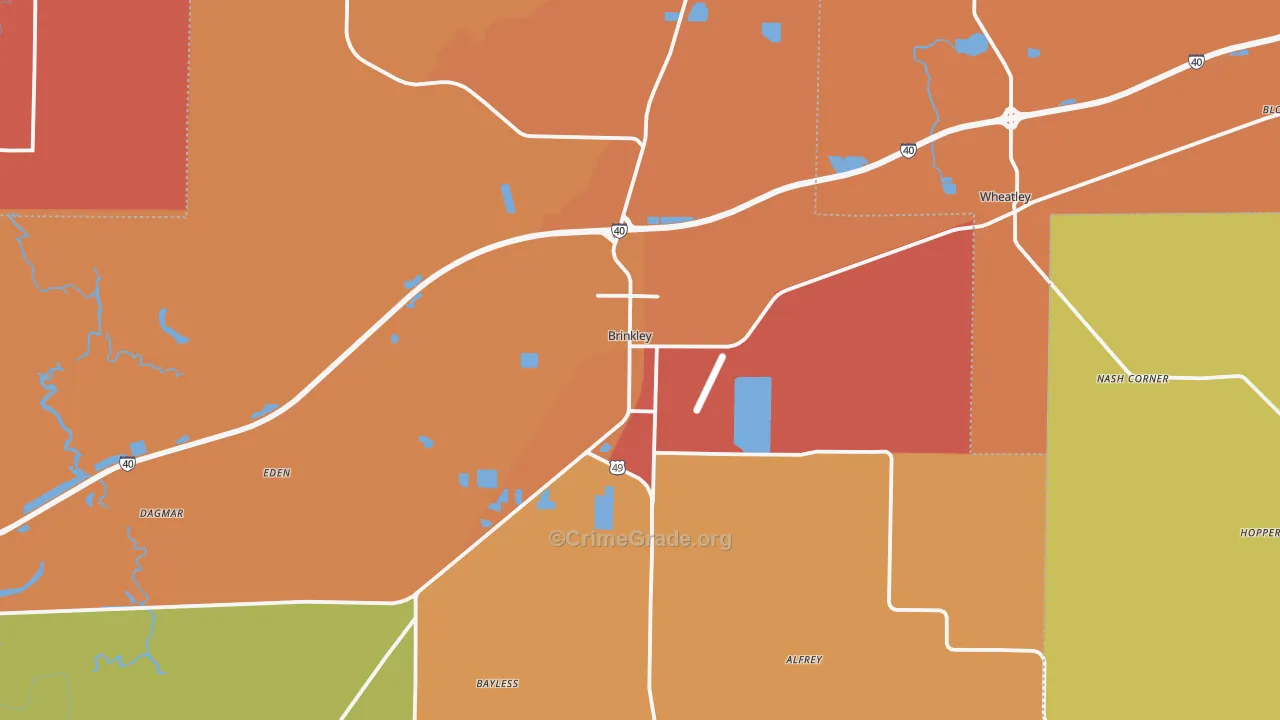 Brinkley, AR Map of Vandalism Rates