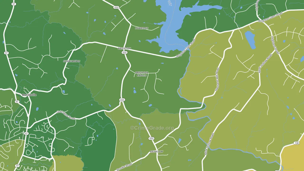 Brinklow, MD Map of Vandalism Rates
