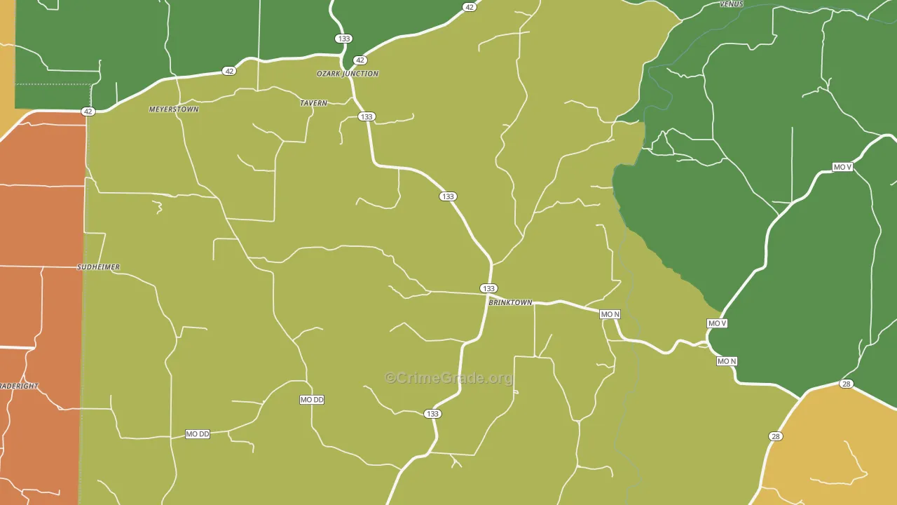 Brinktown, MO Map of Vandalism Rates