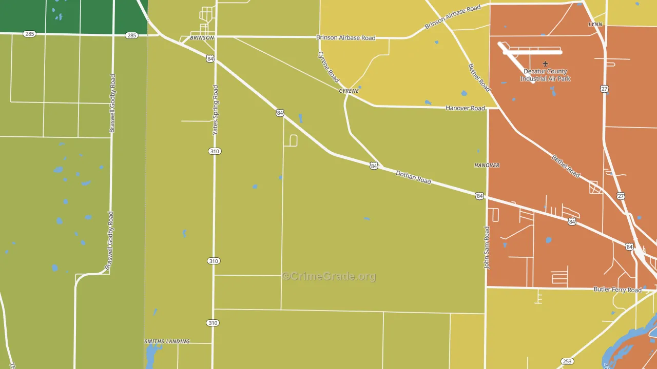Brinson, GA Map of Vandalism Rates