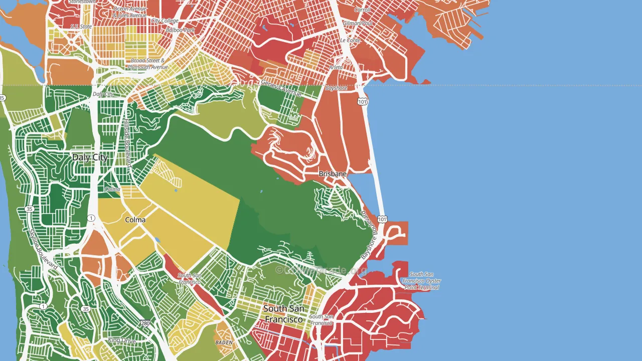 Brisbane, CA Map of Vandalism Rates