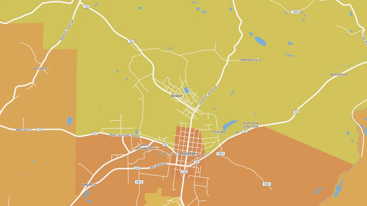 Brisbin, PA Map of Vandalism Rates