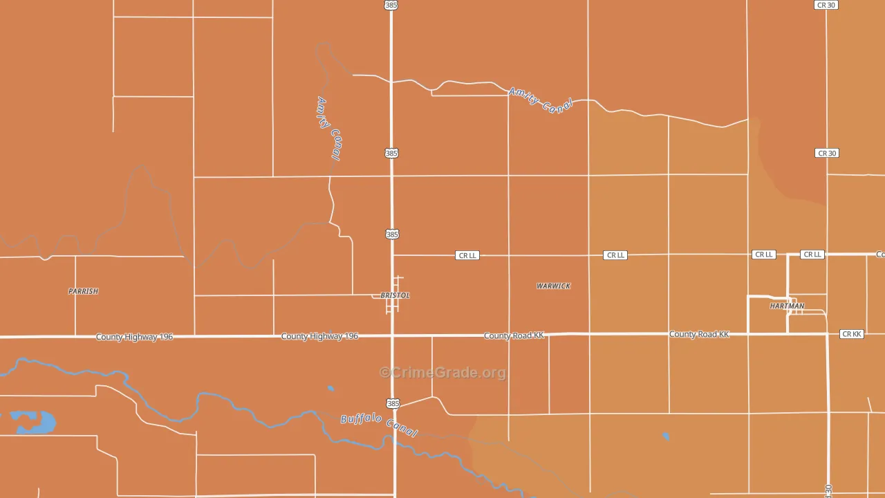 Bristol, CO Map of Vandalism Rates