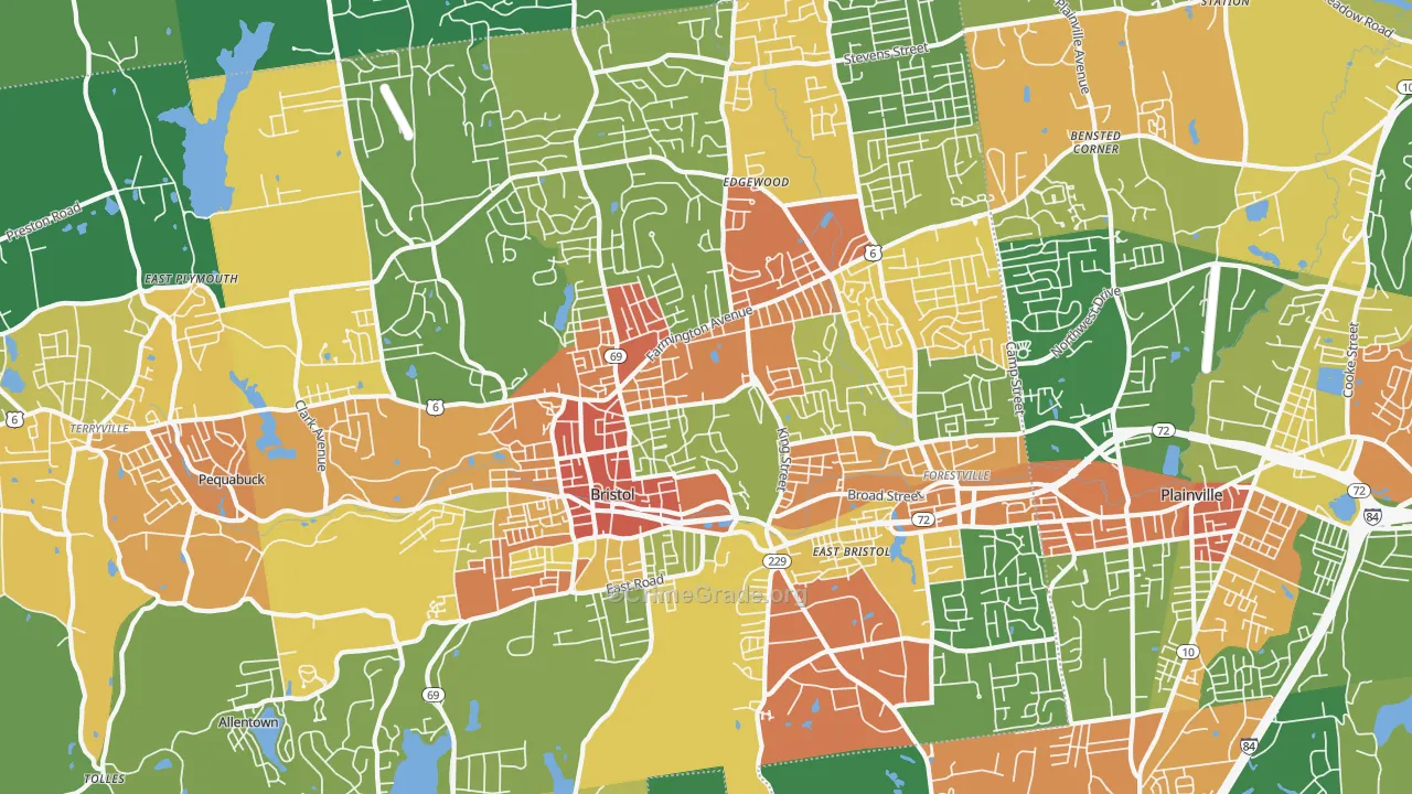 Bristol, CT Map of Vandalism Rates