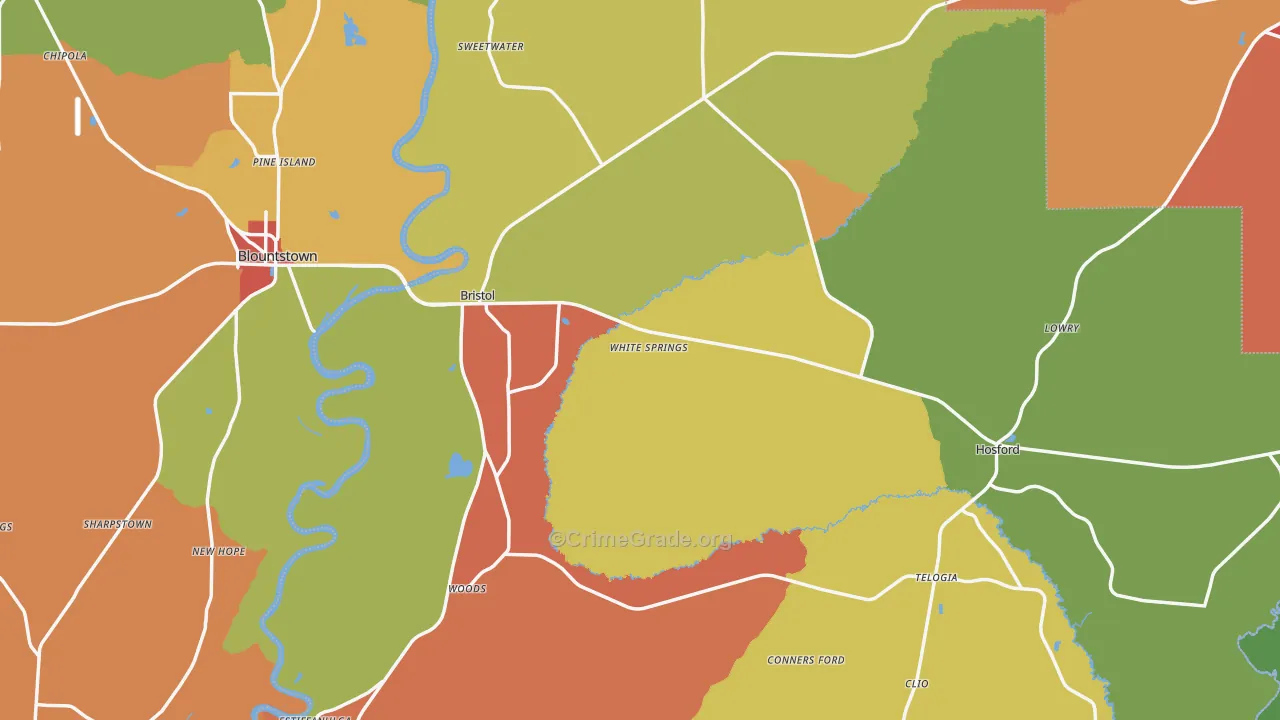 Bristol, FL Map of Vandalism Rates