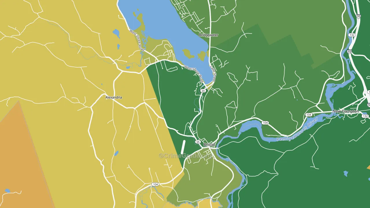 Bristol, NH Map of Vandalism Rates