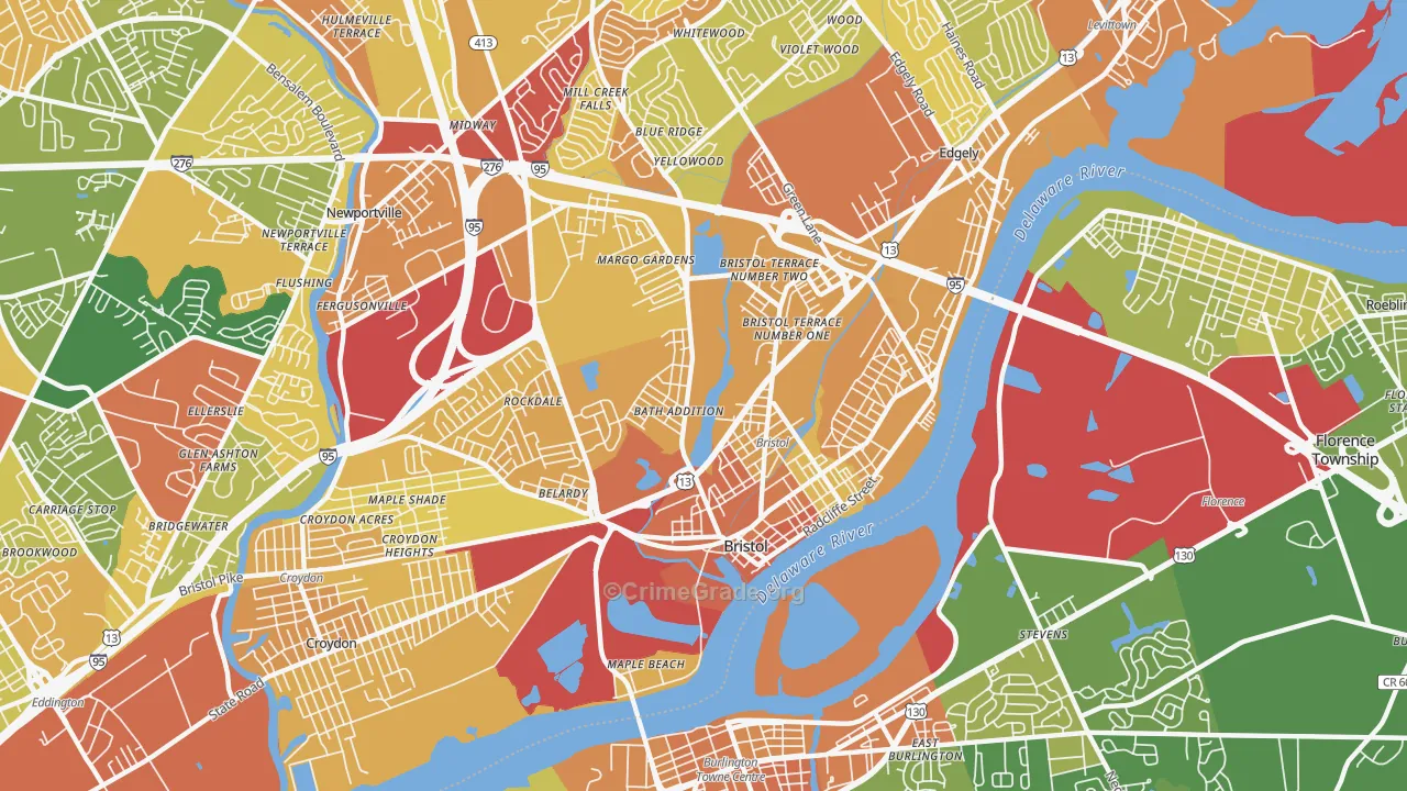 Bristol, PA Map of Vandalism Rates