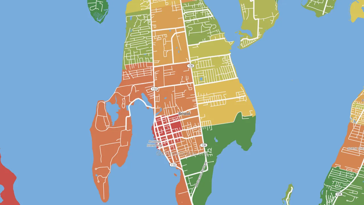 Bristol, RI Map of Vandalism Rates