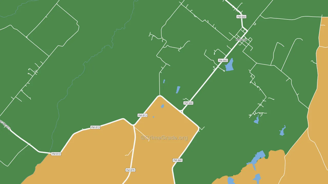 Bristol, TX Map of Vandalism Rates