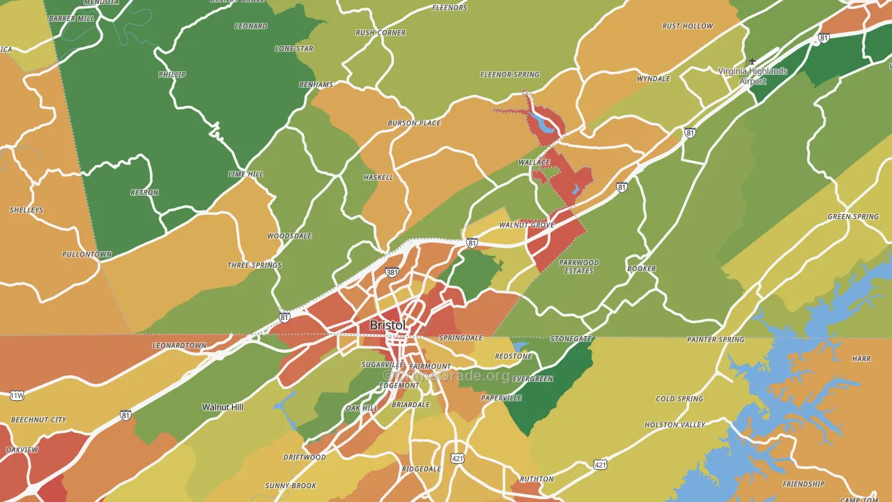 Bristol, VA Map of Vandalism Rates