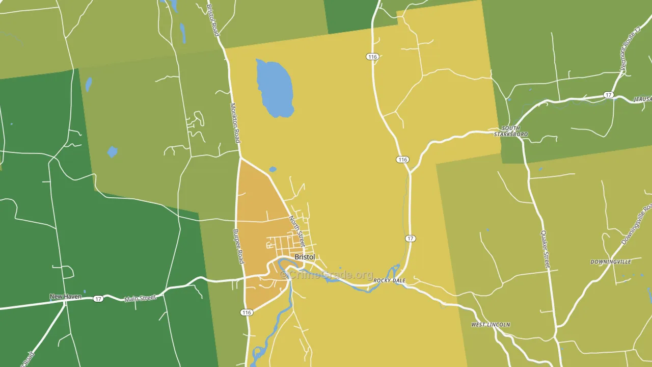 Bristol, VT Map of Vandalism Rates