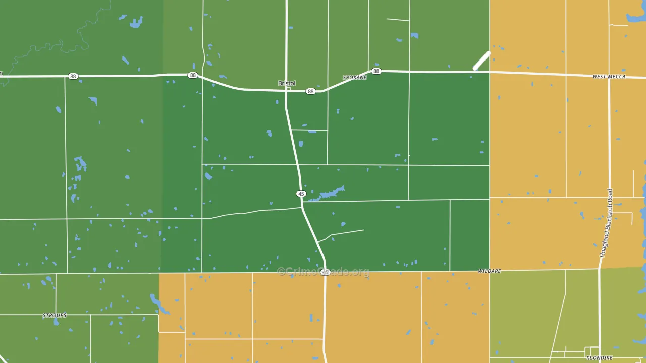 Bristolville, OH Map of Vandalism Rates