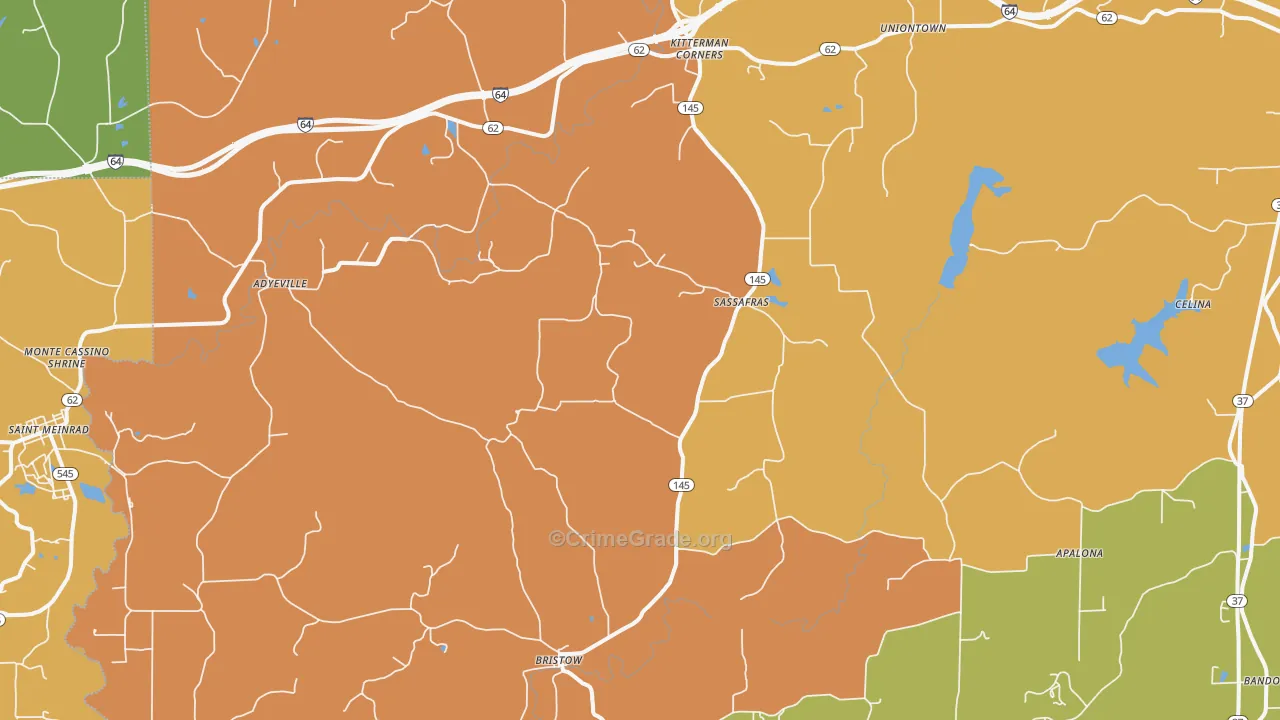 Bristow, IN Map of Vandalism Rates