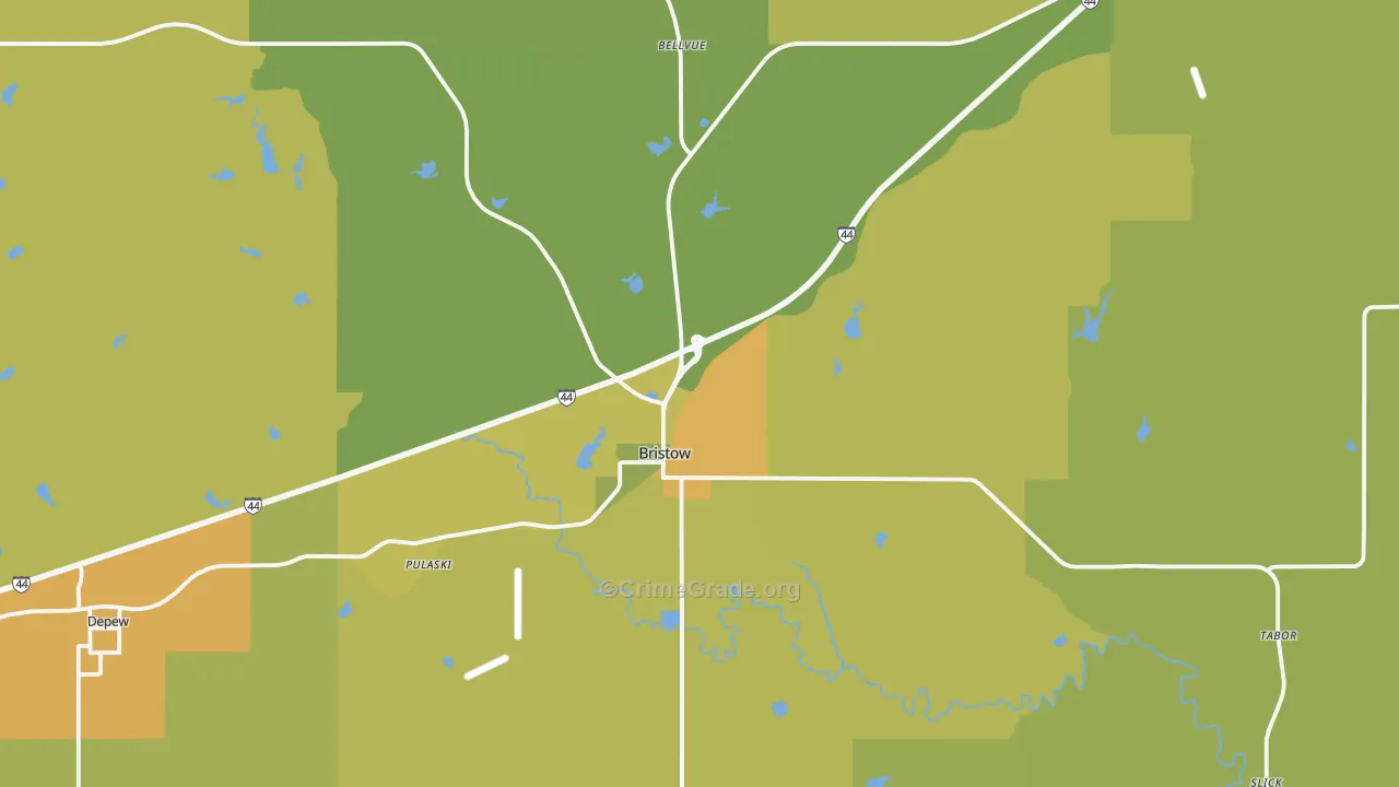 Bristow, OK Map of Vandalism Rates