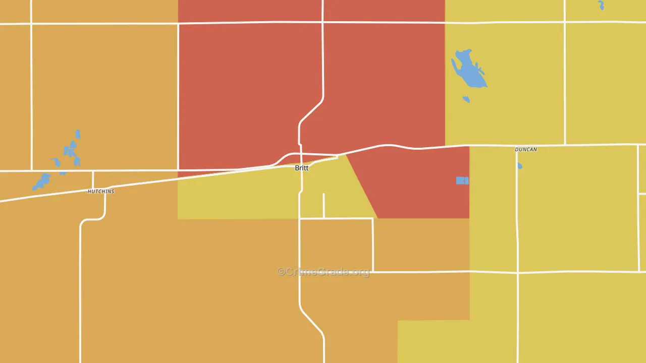 Britt, IA Map of Vandalism Rates