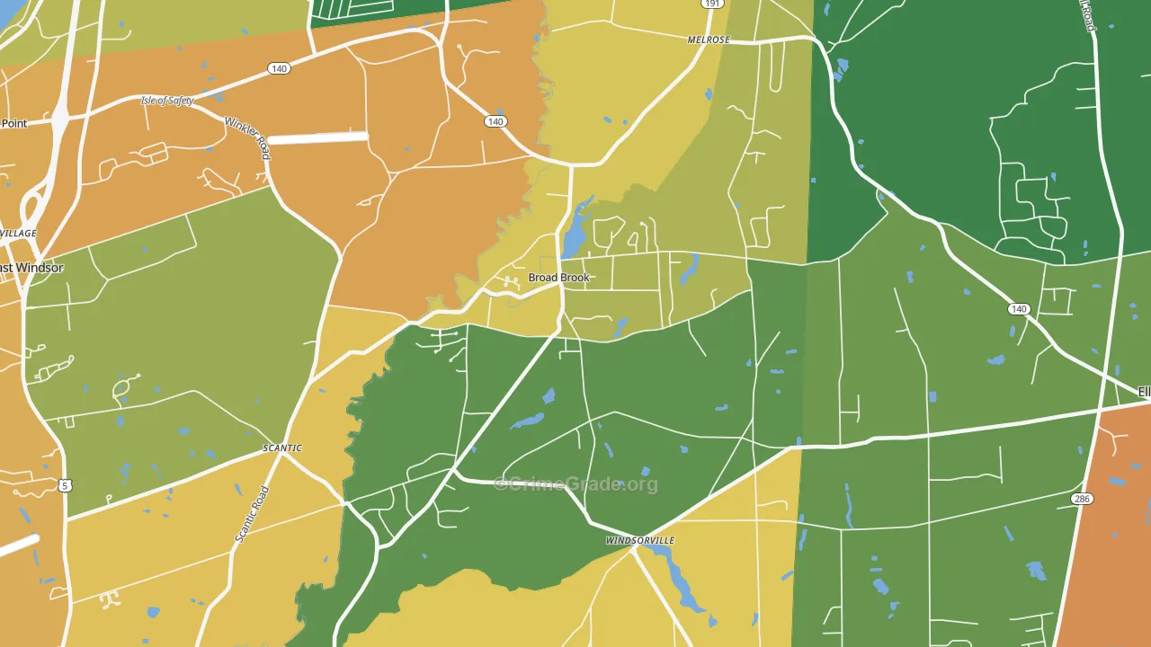 Broad Brook, CT Map of Vandalism Rates