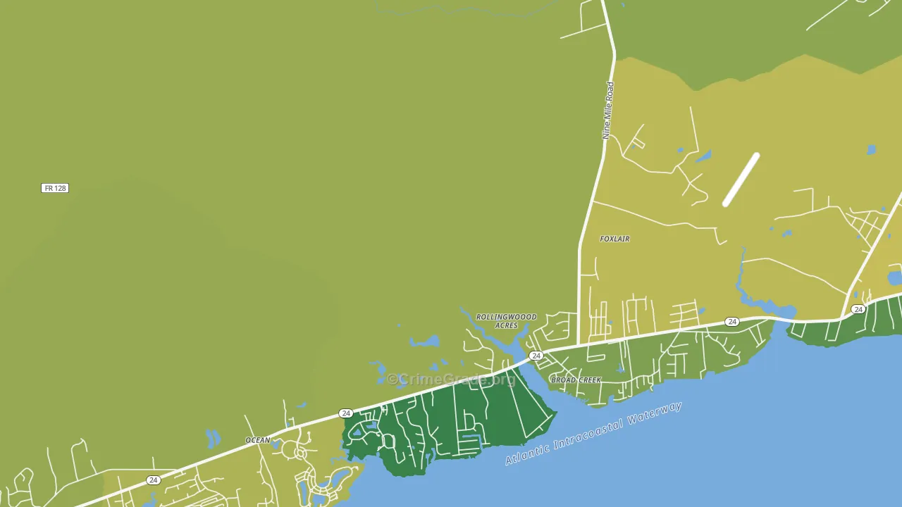 Broad Creek, NC Map of Vandalism Rates