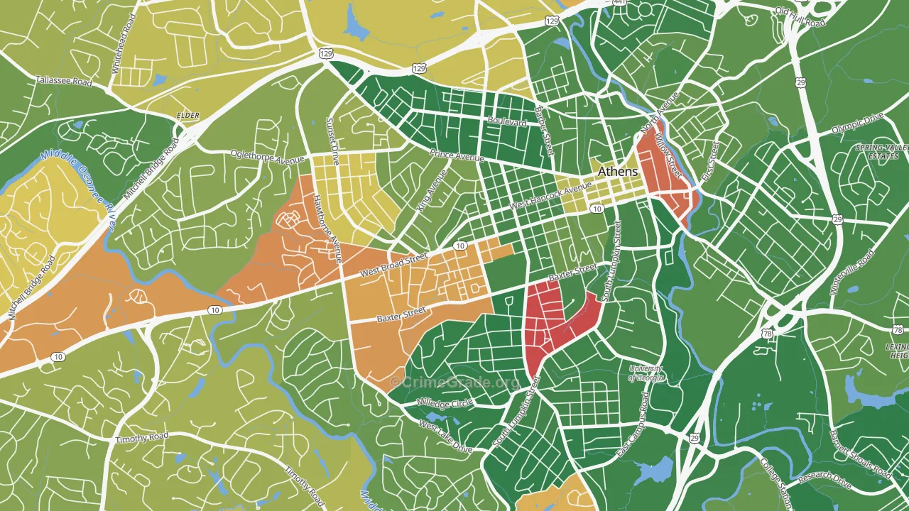 Broadacres Homes, Athens, GA Map of Vandalism Rates
