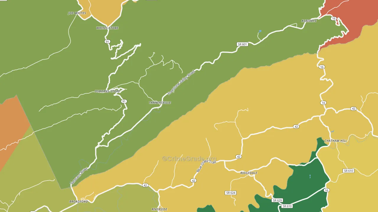 Broadford, VA Map of Vandalism Rates